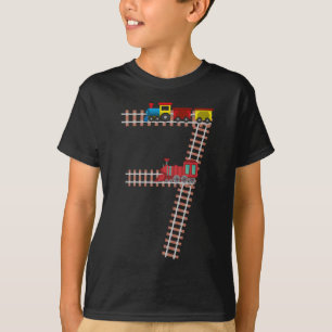 T-shirt 7e anniversaire Train Thème 7 ans Garçons Cadeau