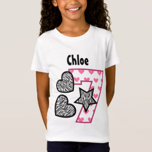 T-Shirt 7ème Coeurs de zèbre d'anniversaire sept 10F an