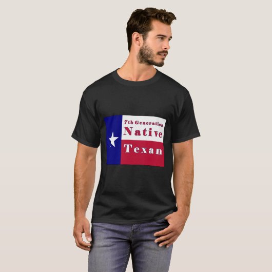 T-shirt 7ème Drapeau texan indigène de génération (Devant entier)