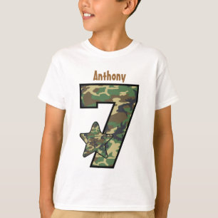 T-shirt 7ème Nom fait sur commande V01A de Camo de garço