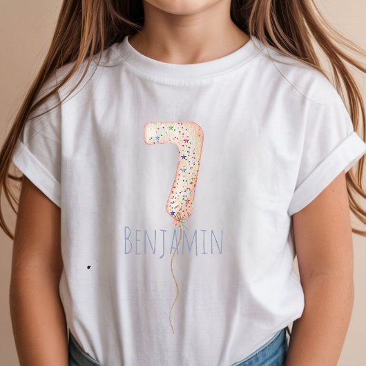 T-shirt 7th Birthday Balloon Milestone Birthday Party 