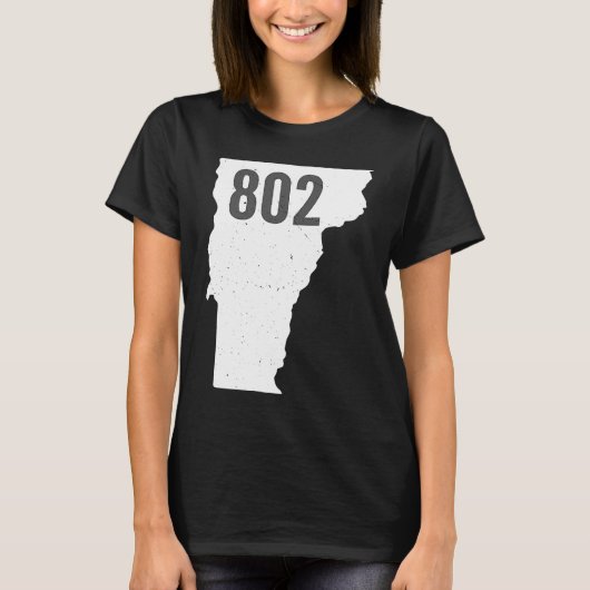 T-shirt 802 Vermont Area Code Pride State Outline (Devant)