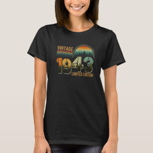T-shirt 80 ans Retro Cadeaux Hommes Femmes Vintage 1943 80
