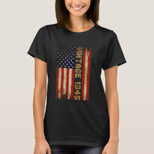 T-shirt 80 ans Vintage 1945 Drapeau américain 80e annivers