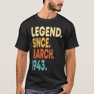 T-shirt 80 ans Vintage mars 1943 80e anniversaire