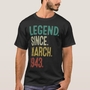 T-shirt 80 ans Vintage mars 1943 80e anniversaire Hommes