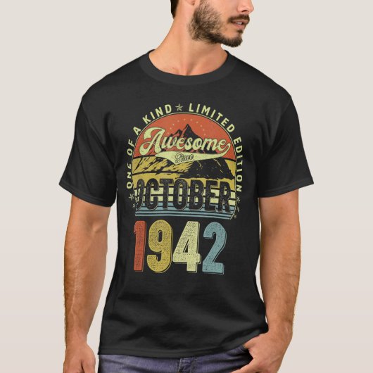 T-shirt 80 Year Old Awesome Since October 1942 80th Birthd (Devant)