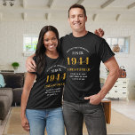 T-shirt 80e anniversaire Ajouter nom et année Black Gold P<br><div class="desc">Custom 80th Birthday Guest of Honor Black and Gold T-Shirt - Born Any Year Edition. Célébrez votre anniversaire d'étape avec style grâce à notre t-shirt Custom 80th Birthday Guest of Honor. Notre tee-shirt noir et or est la pièce parfaite pour cette occasion spéciale. Avec un design qui orne fièrement l'année...</div>