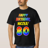 T-shirt 80e anniversaire — Bold, Fun, Rainbow 80, Nom pers (Devant)