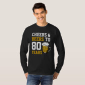 T-shirt 80e anniversaire Cheers & Bières à 80 ans (Devant entier)
