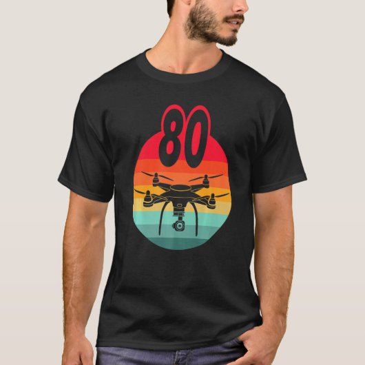 T-shirt 80e Anniversaire I Rétro Télécommande Drones Avec  (Devant)