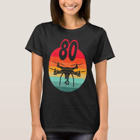 T-shirt 80e Anniversaire I Rétro Télécommande Drones Avec  (Devant)