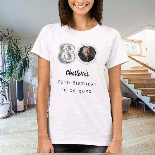 T-shirt 80e anniversaire photo argent