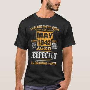 T-shirt 80e anniversaire pour légendes Né mai 1942 80 ans