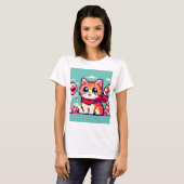 T-shirt 80's 8bit cat (Devant entier)