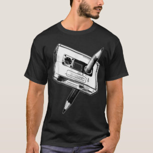 T-shirt 80s Cassette Tape Pencil 1980s Musique Vintage rét