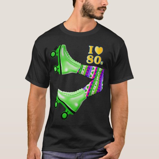 T-shirt 80s I Love 80s Roller Patins Colorful (Devant)