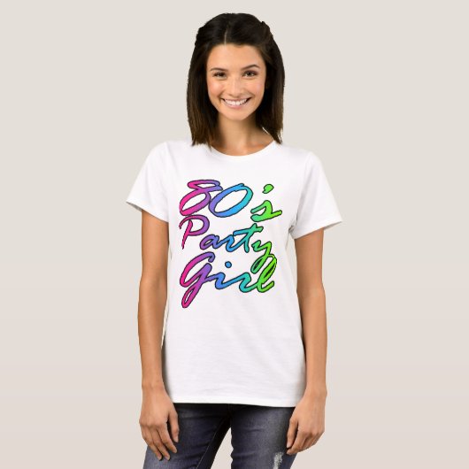 T-shirt 80s Party Fun Script Arc-en-ciel 80 Retro (Devant entier)