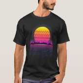 T-shirt 80s Retro Sunset Synthesizer  Synthwave Waveform (Devant)