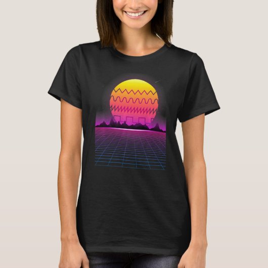 T-shirt 80s Retro Sunset Synthwave Synthwave (Devant)