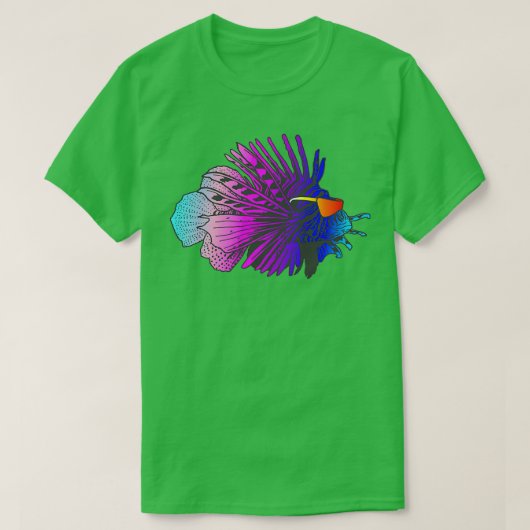 T-shirt 80s Retrowave Outrun Synthwave Poisson Lion (Design devant)