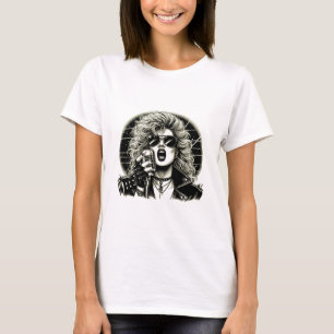 T-shirt 80s Rocker chick chick chanteuse encre