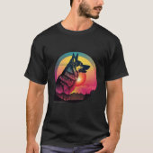 T-shirt 80s Synthwave German Shepherd with a Retro Aesthet (Devant)