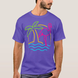 T-shirt 80s Vintage Miami Retro Neon Flamant rose rose