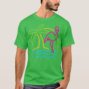 T-shirt 80s Vintage Miami Retro Neon Flamant rose rose