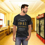 T-shirt 80th Birthday Born 1943 Black Ajouter Votre Nom Am<br><div class="desc">Célébrez les réalisations extraordinaires du 80e anniversaire de votre être aimé avec ce t-shirt personnalisé cool et intemporel ! Ce t-shirt noir et or peut être personnalisé avec leur nom et l'année de leur naissance (1943). Il est parfait pour les fêtes d'anniversaire, les réunions de famille et les occasions spéciales....</div>