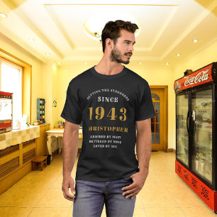 T-shirt 80th Birthday Born 1943 Black Ajouter Votre Nom Am