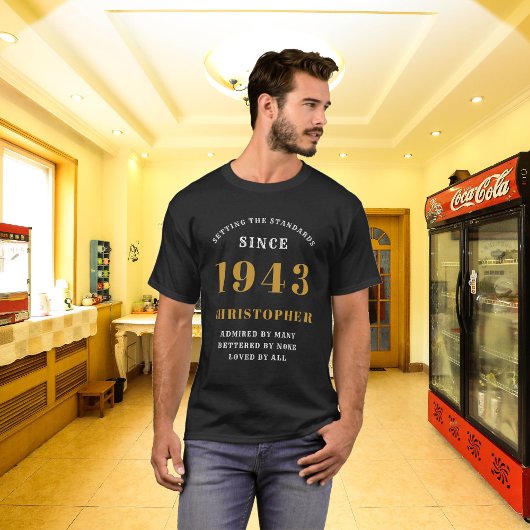 T-shirt 80th Birthday Born 1943 Black Ajouter Votre Nom Am