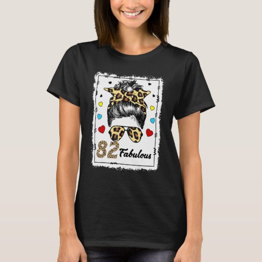 T-shirt 82 Ans Fabuleux Messy Bun Leopard 1940 (Devant)
