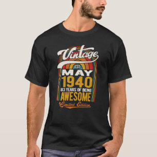 T-shirt 83 Ans D'Être Awesome Né En Mai 1940 83e Bi
