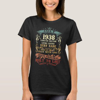 T-shirt 84 Ans Juillet 84 Anniversaire Hommes Femmes