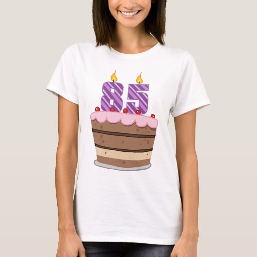 T-shirt 85 ans sur le gâteau d'anniversaire (Devant)