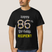 T-shirt 86e anniversaire : Fleurs florales Numéro "86" + N (Devant)