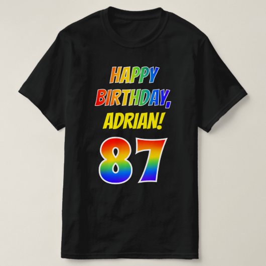 T-shirt 87e anniversaire — Bold, Fun, Rainbow 87, Nom pers (Design devant)