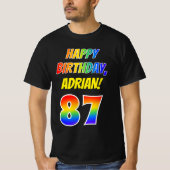 T-shirt 87e anniversaire — Bold, Fun, Rainbow 87, Nom pers (Devant)