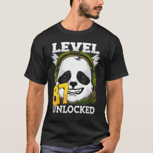 T-shirt 87th Birthday Panda Bear Level 87 Unlocked Funny G