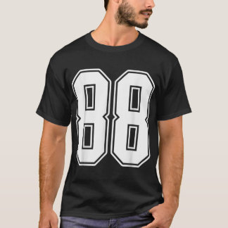 T-shirt 88 White Outline Number 88 Sports Fan Jersey Style