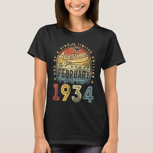 T-shirt 89e anniversaire Awesome depuis février 1934 89 An (Devant)