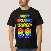 T-shirt 89e anniversaire — Bold, Fun, Rainbow 89, Nom pers (Devant)