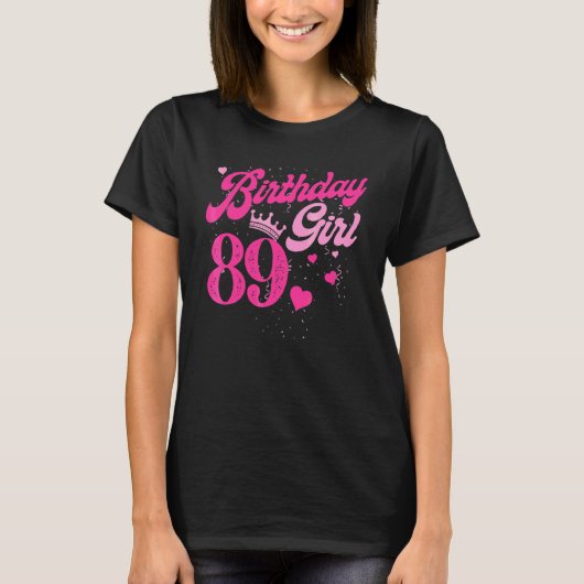 T-shirt 89e anniversaire fille Couronne 89 ans Anniversair (Devant)
