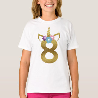 T-shirt 8 années de licorne de fille d'anniversaire pour