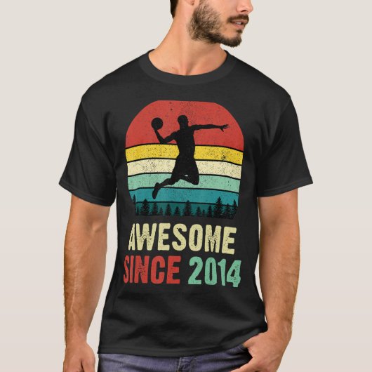 T-shirt 8 Anniversaire Basketball Awesome depuis 2014 8 An (Devant)