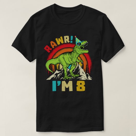 T-shirt 8 Anniversaire Dinosaur T Rex Rawr I'm 8 For Boys (Design devant)