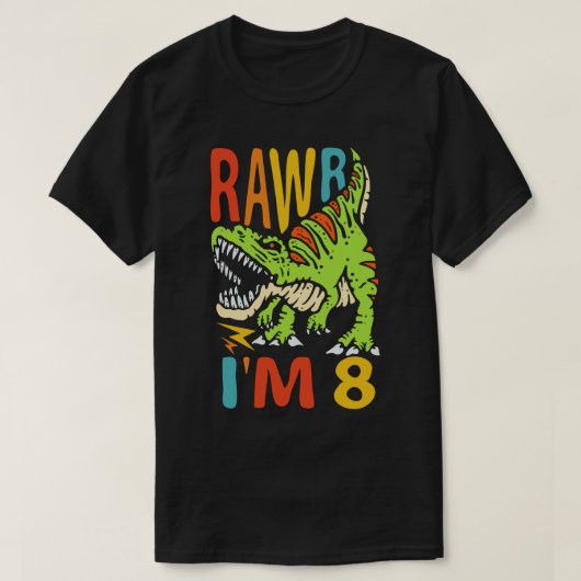 T-shirt 8 Anniversaire Dinosaur T Rex Rawr I'm 8 For Boys (Design devant)