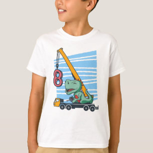 T-shirt 8 ans 8e anniversaire grue mobile dinosaure