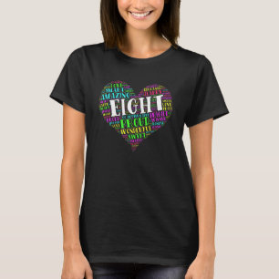 T-shirt 8 ans 8e anniversaire Typographie cardiaque